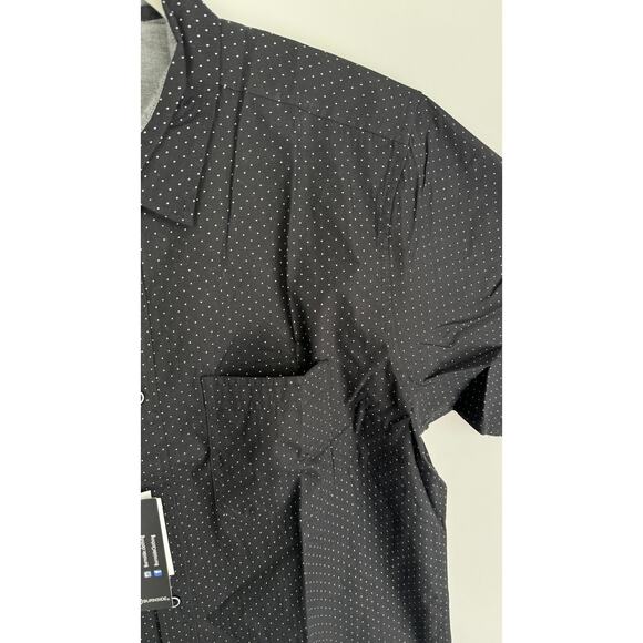 Burnside Black White Polka Dot Short Sleeve Button Up Shirt Men Large New Cotton - Picture 4 of 5